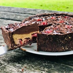 Raw fermented mocha cherry cheesecake