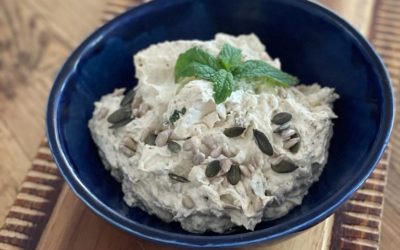 Creamy tofu, seed and mint dip